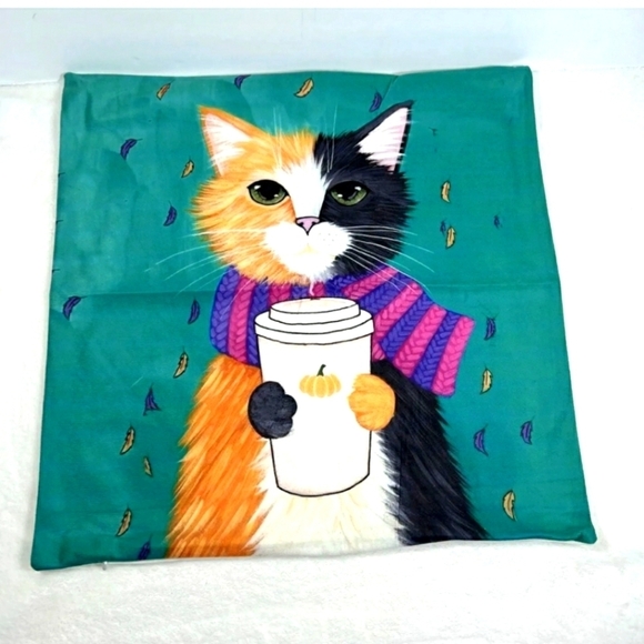 Cat Throw Pillow Covers Adorable Whimsical. Muli Colors 18 x 18 NEW! - Picture 5 of 7